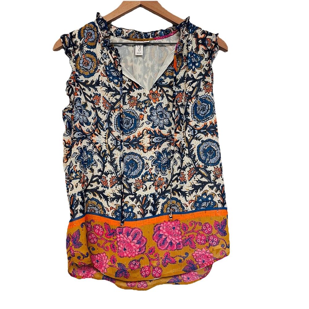 Joie Women's Sleeveless Blouse Size S Cap Flutter Sleeve multicolor boho